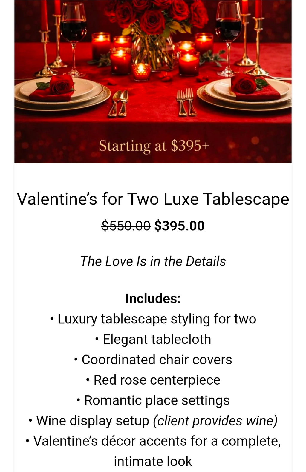 Valentine’s for Two Luxe Tablescape
